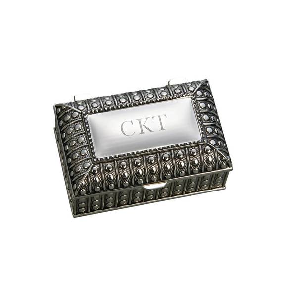NEW CREATIVE GIFTS INTERNATIONAL rectangular box with beaded antique design in s - Picture 2 of 5